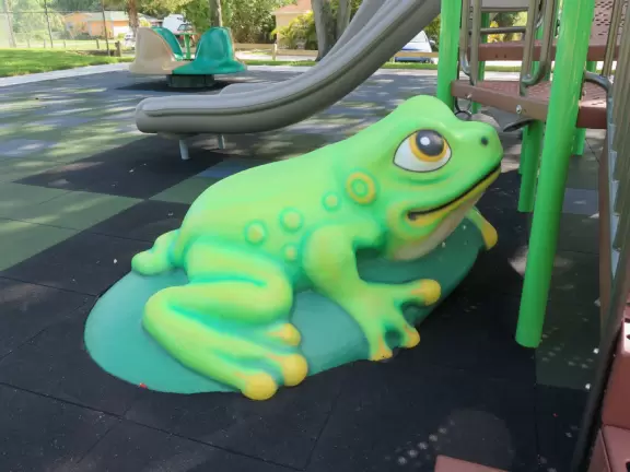 Cute, imaginative playground in a humble neighborhood.