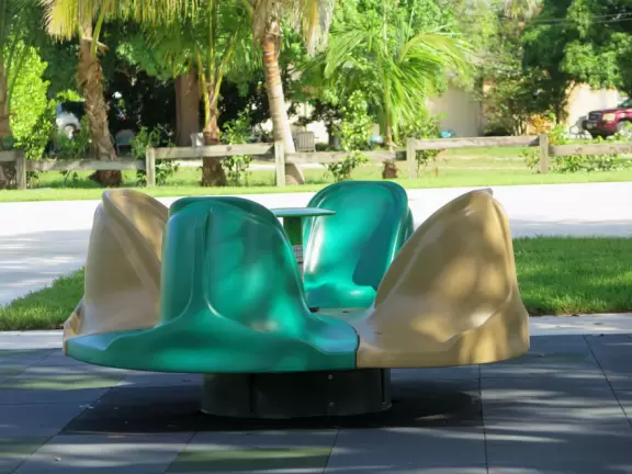 Cute, imaginative playground in a humble neighborhood.