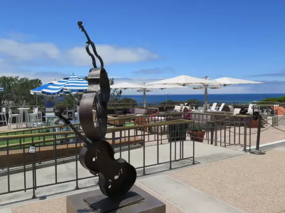 Plaza with cafes, and amazing public patio overlooking the ocean.