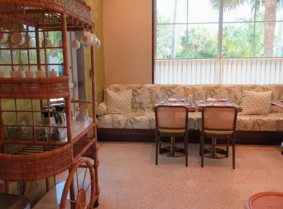 Main strip of West Palm Beach, with colorful and inviting architecture and decorations.