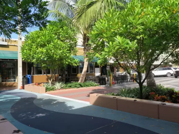 Historic main strip that looks dowdy from a distance but is actually very nice up close! Incredible waterfront stage and boardwalk!