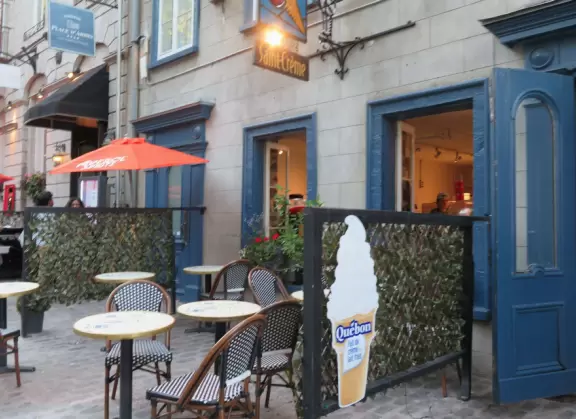 Restaurants with leafy patios.