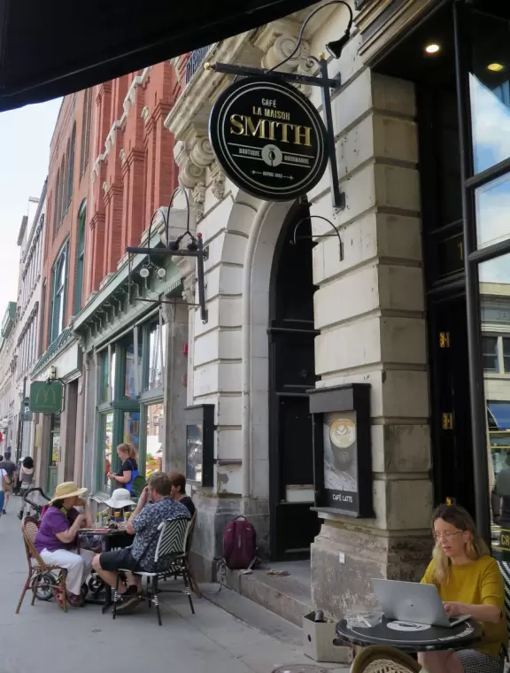 Adorable architecture, lots of cafes, and a good bookstore.