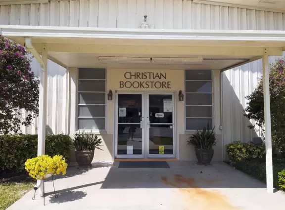 A modern and attractive coffee shop, plus a Christian bookstore.