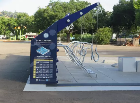 Cute toddler playground, workout station, community garden, basketball courts, lawn with views of Cerro San Luis, and Victorian houses, a block from the main downtown strip. Currently, a crime problem.