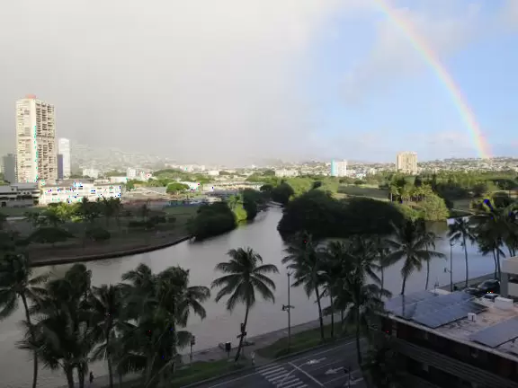Beautiful mountains views. You can walk for miles along the Ala Wai canal!