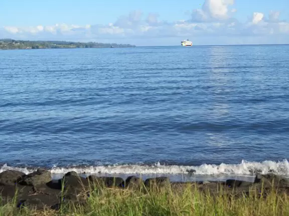 Green, green&nbsp;gardens with Japanese bridges and ponds, and views of silvery Hilo Bay and Mauna Kea.