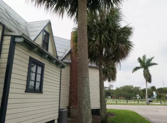 High deck where you can watch manatees in the canal.