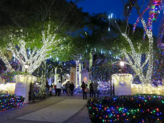 Gorgeous mansion like in Europe, with magical lights in a garden you can walk around.