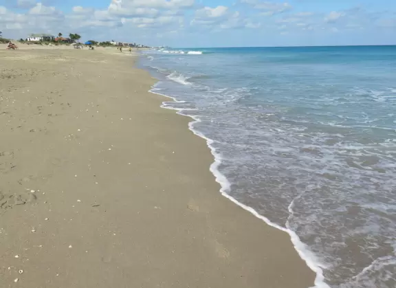 Exposed beach with gorgeous sea grape forest, sand volleyball courts, and basketball courts- a happening scene! Plus a concession snack area with a huge grass shack for shade.