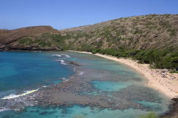 Extremely popular snorkeling beach in an old volcanic crater. Reservations must be made 2 days ahead at 7am.