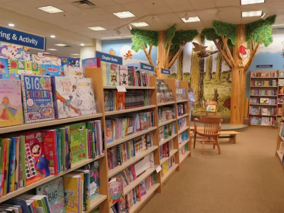 Barnes and Noble, Target, Ross, Best Buy, Googan Coffee Shop, plus a musty indoor mall with play area for kids.