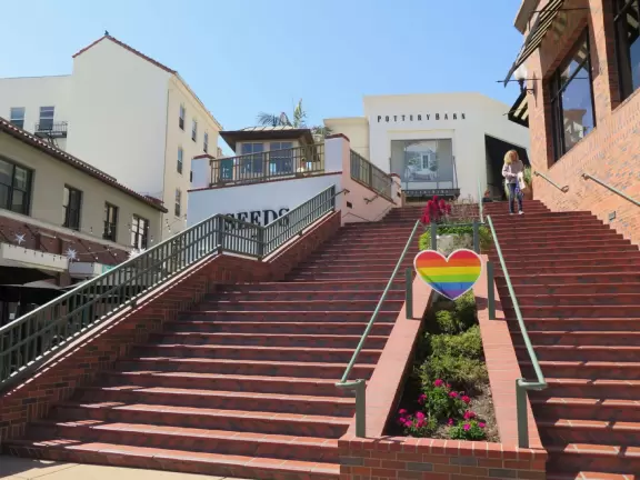 Stairs up to Pottery Barn. 