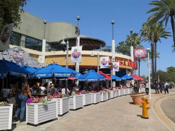 A gorgeous new development, with restaurants overlooking the harbor and colorful walkways.