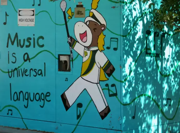 Decoration outside the Music Department. 