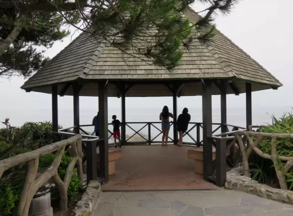 One of the most beautiful spots in California- look way down below through lush palms at the incredible blue-green water.