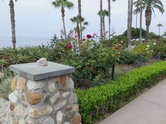 One of the most beautiful spots in California- look way down below through lush palms at the incredible blue-green water.