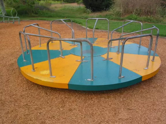 A pretty neighborhood park with equipment you don't find anywhere else!