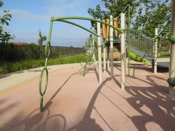 Gorgeous hike through sagebrush with views of the ocean. Space age playground too.