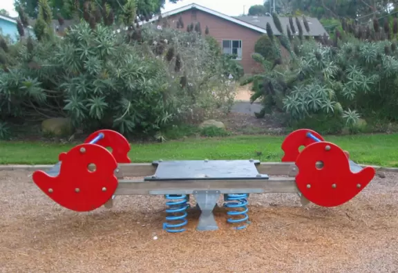 A pretty neighborhood park with equipment you don't find anywhere else!