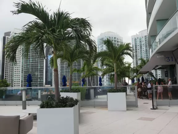 Unique glass skyscrapers reaching up to the perfect blue sky.
