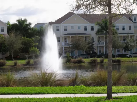 Lovely sidewalks lined with trees, where you pass fountains, parks, and colorful townhouses.