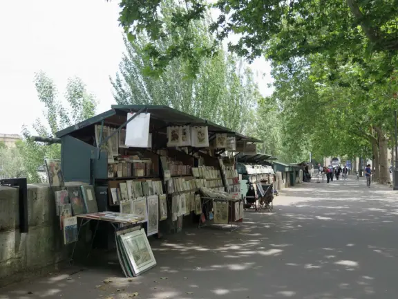 It's wonderful to stroll along in the shade, past the adorable bookseller stands on the Left Bank of the Seine River!