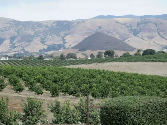 A pleasant walk past pretty houses, varied trees, and sweeping mountain views.