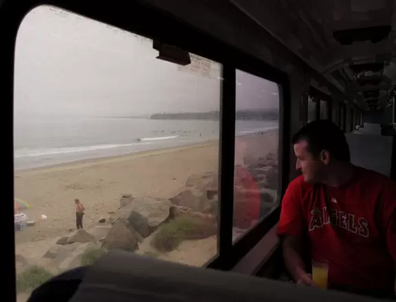 It's fun to take your kids on a train ride through town and past the beach.