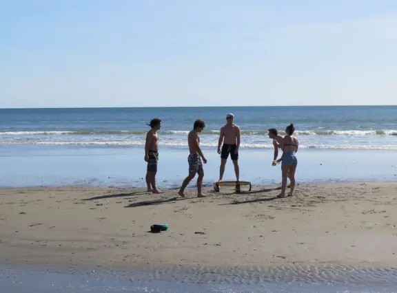 Colorful, pretty main street and boardwalk, with great cafes, lovely ship playground, and mesmerizing yellow cliffs.
