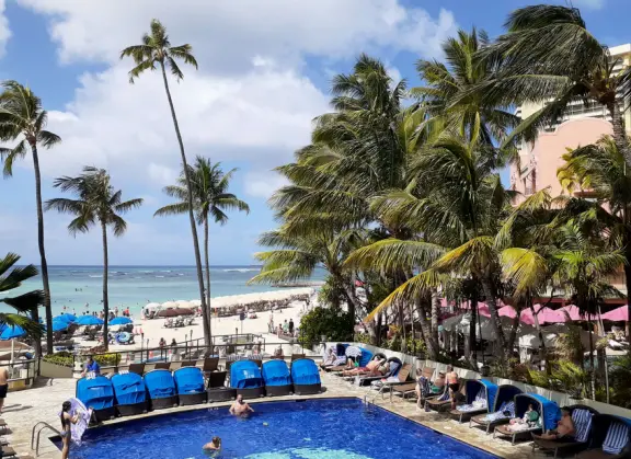 Fantastic place to swim. Also, stand under a webcam here and wave to family back home!