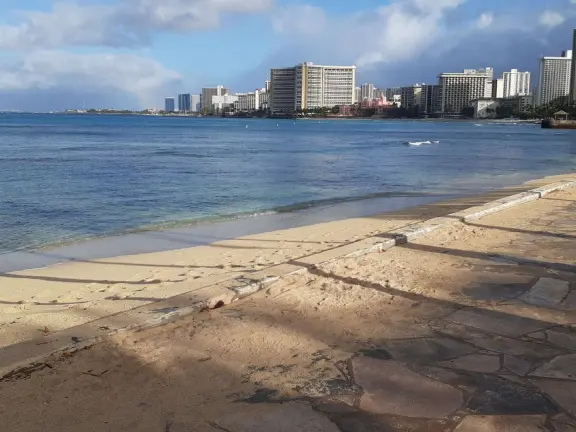 It's wonderful to walk along the oceanfront watching the waves crash against the boardwalk, in a parklike setting also called San Souci State Recreational Park.