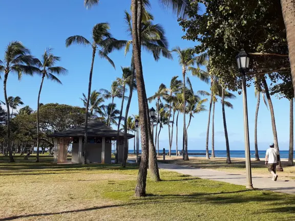 It's wonderful to walk along the oceanfront watching the waves crash against the boardwalk, in a parklike setting also called San Souci State Recreational Park.