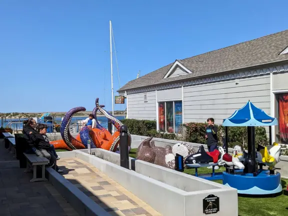 A delightful rock, beautiful wildlife, peaceful idyllic estuary, imaginative playground, and colorful little town.