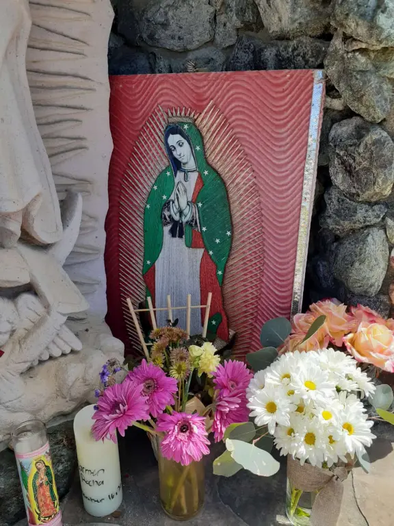 Nice little main street, with cafes, pretty storefronts, park, swinging bridge over a creek with tropical vegetation, and neighborhood with white picket fences and gardens.