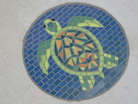 Coffee shop and cafes, plus a dedicated bike path that runs for 1.1 km from Dinosaur Caves Park to the elementary school.