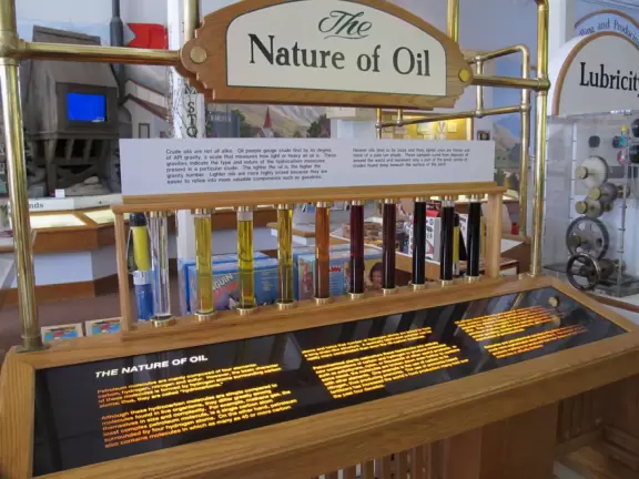 Attractive museum with working 1890s oil rig kids can watch go up and down!