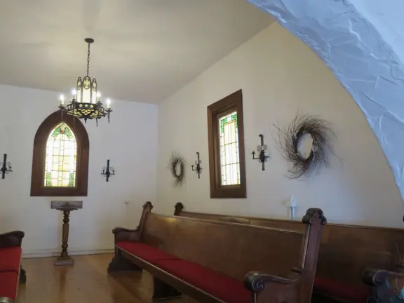 Adorable spot along Highway 1, with creamery food truck, lunch food truck, amazing glassworks store, pottery store, leather store, and peaceful Irish chapel.