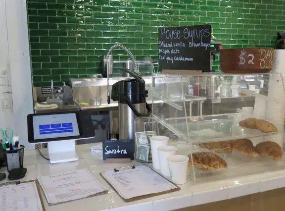 Adorable spot along Highway 1, with creamery food truck, lunch food truck, amazing glassworks store, pottery store, leather store, and peaceful Irish chapel.