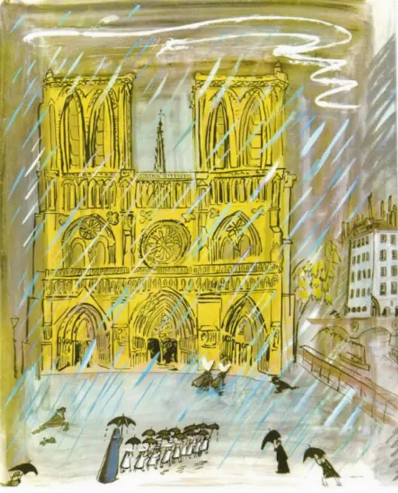 Iconic Gothic church on the Seine river with a huge plaza, Roman ruins, and gardens with play equipment.