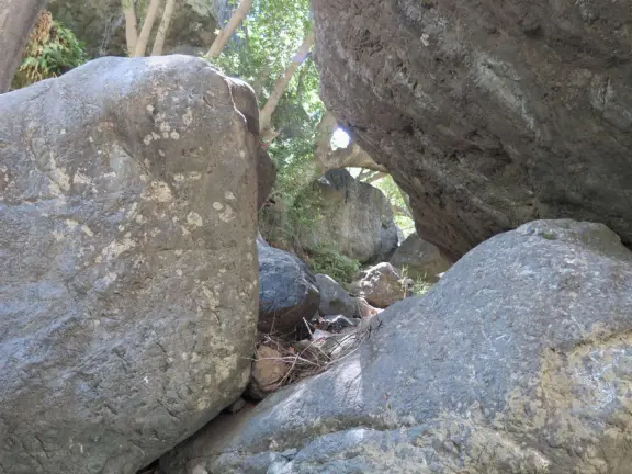 A very short hike in to huge boulders, bright trees, waterfalls, and a clear-water swimming hole. There is a longer hike, if you take the right fork.