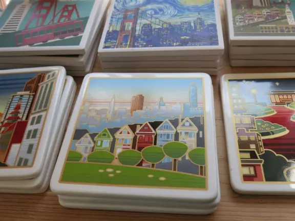 Painted Ladies coasters in the gift shop.