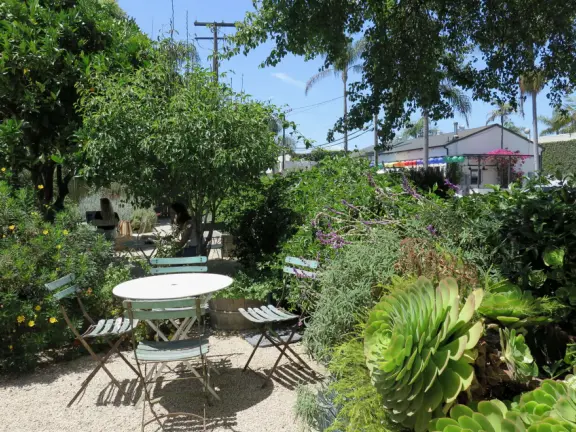 Hip area with wine bars, cafes, and bakeries, where you can sit on a patio surrounded by ivy-covered walls.