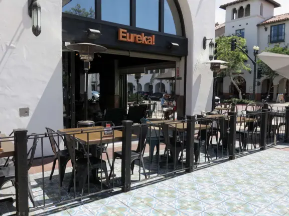 A pedestrian-only area on State Street with sidewalk cafes, good shopping, and colorful Spanish architecture.