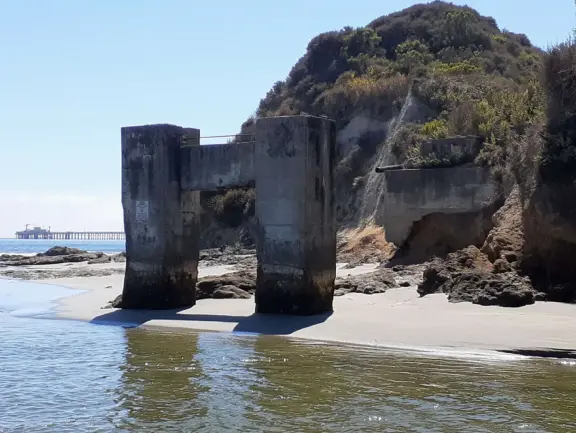 Highway remnant on the beach. 