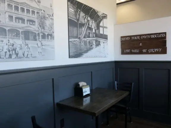 A great walkable downtown with a huge park, amazing playground, and cute stores and cafes.
