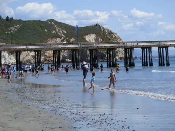 Colorful, pretty main street and boardwalk, with great cafes, lovely ship playground, and mesmerizing yellow cliffs.