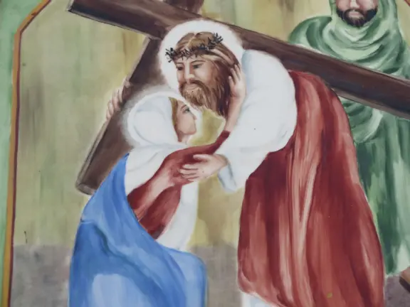 Yellow mission in lovely countryside.