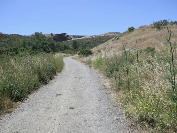 Two mile trail that starts inland, leads over a hill, and ends at a rocky shoreline. High winds funnel into this area.