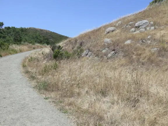 Two mile trail that starts inland, leads over a hill, and ends at a rocky shoreline. High winds funnel into this area.